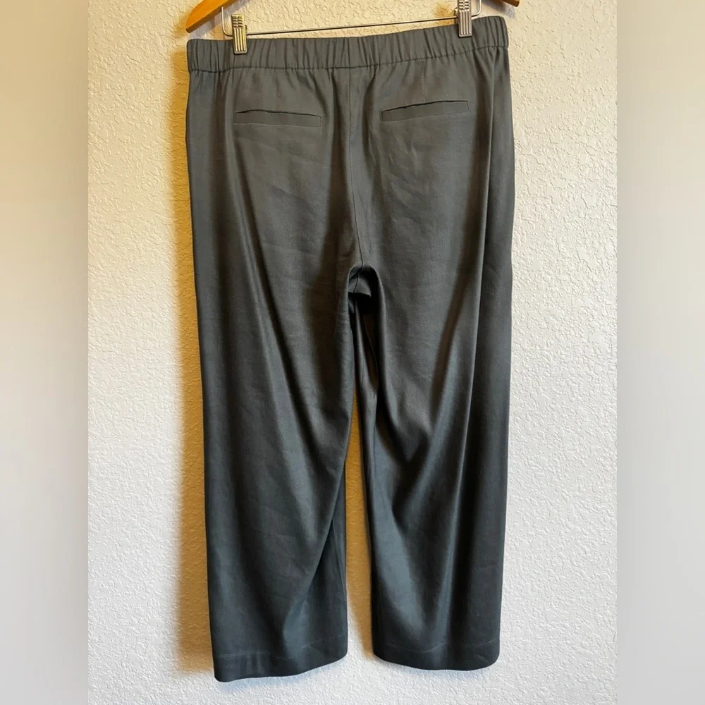 J.Jill Women Gray Linen Blend Pull On Pants Elastic Waist Casual Size M